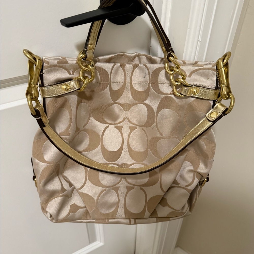 Coach gold fabric bag!